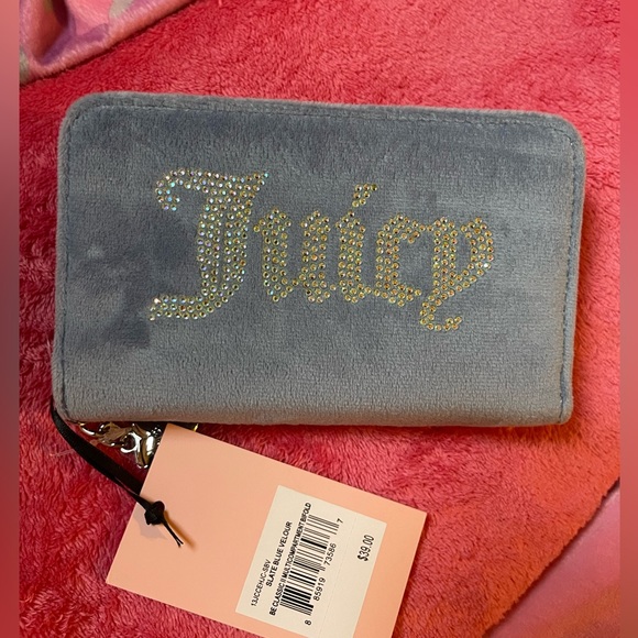 Juicy Couture Slate Blue Velour wallet - Picture 4 of 7